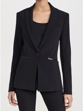 New Veronica Beard Scuba Knit Jacket In Black Size 16 $795